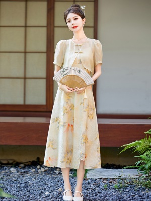 中国风吊带裙配开衫套装女夏装2025新款大气高端轻奢显身材连衣裙