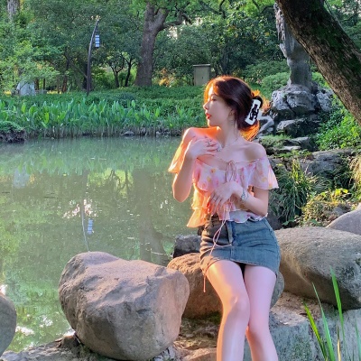 ByYou 夏季复古水洗牛仔半身裙女高腰显瘦设计感小众辣妹纯欲短裙