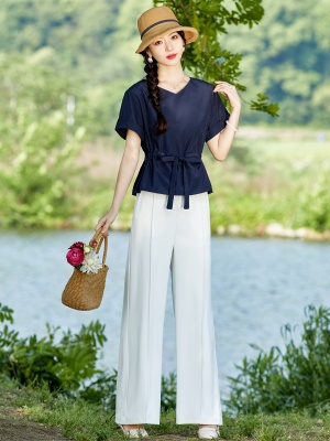 职业气质干练套装女2025夏季新款民族风年轻时尚洋气大牌两件套裤