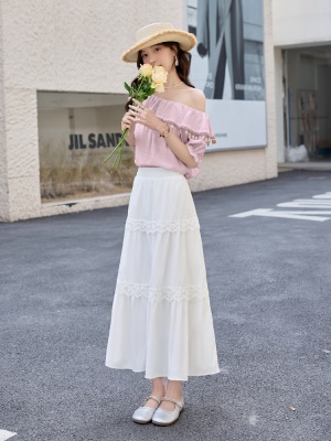 高级感露肩套装女2025夏季新款巨好看时尚减龄高腰半身长裙两件套