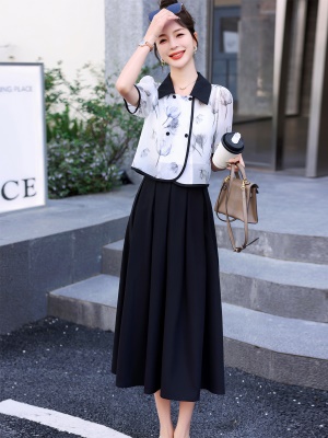 小香风雪纺套装女夏2025新款气质高级感俏皮活泼减龄半身裙三件套