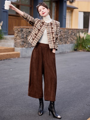 小香风羊毛呢套装女2025秋冬新款高档奢华复古灯芯绒时尚两件套裤