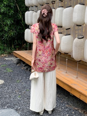 新中式旗袍上衣裙裤套装女2025夏季新款高端贵气轻奢名媛风两件套