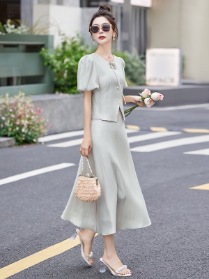 新中式国风速干套装女2025夏季新款气质时尚流行爆款鱼尾裙两件套