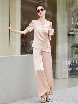 新中式国风气质套装女2025新款夏季时尚职业速干高端大气两件套裤