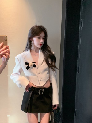 ByYou 夏季新款黑色高腰半身裙女设计感小众百搭显瘦A字裙短裙子