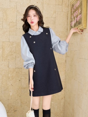 学院风时尚小香风套装女2025年新款春季爆款叠穿衬衫背心裙两件套