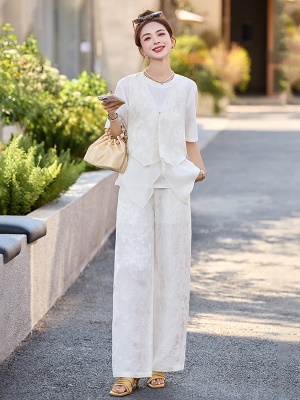新中式国风洋气套装女2025夏季新款爆款轻奢高级感洋气雪纺三件套