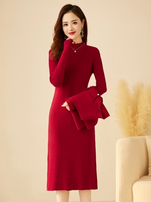 新中式小香风套装女2025春秋冬新款高档减龄气质毛衣连衣裙两件套