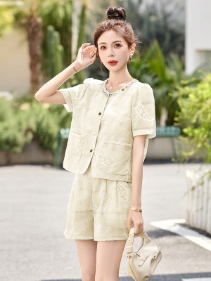 小香风刺绣亮片短裤套装女2025夏季新款小个子时尚洋气欧货两件套