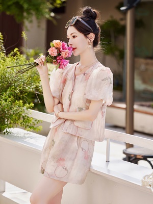 欧货小香风短裤套装女2025夏装新款提花高级感百搭名媛国风两件套