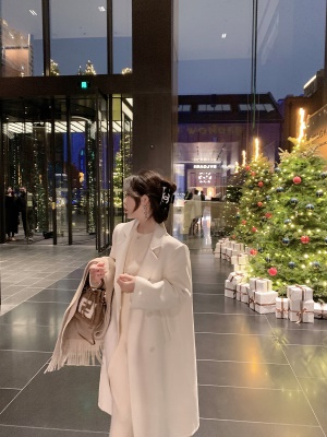 ByYou 冬季红色假两件纯欲挂脖针织连衣裙女收腰显瘦内搭毛衣裙子