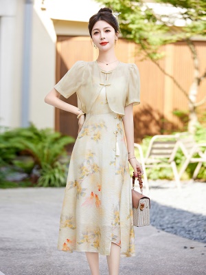 中国风吊带裙配开衫套装女夏装2025新款大气高端轻奢显身材连衣裙