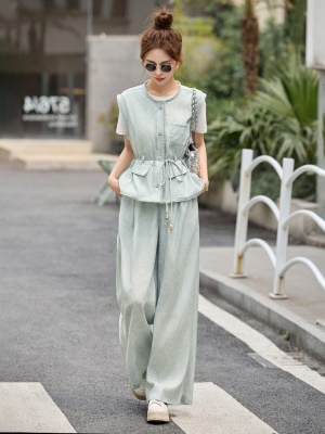 欧货巨好看亚麻套装女2025夏季新款超火马甲薄款西装高级感两件套