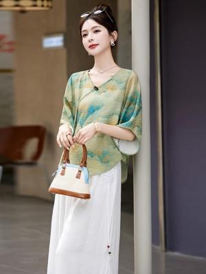 高端棉麻小个子套装女2025夏季新款洋气减龄时尚亚麻阔腿裤两件套