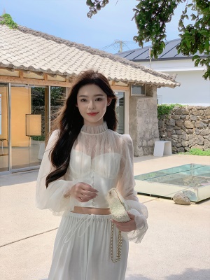 ByYou 秋冬新款天丝羊毛针织白色半身裙长款抽绳松紧高腰显瘦裙子