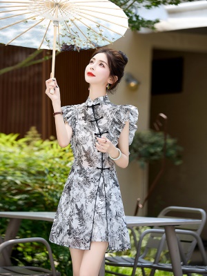 新中式国风短裤套装女2025夏天新款小个子显高改良旗袍洋气两件套