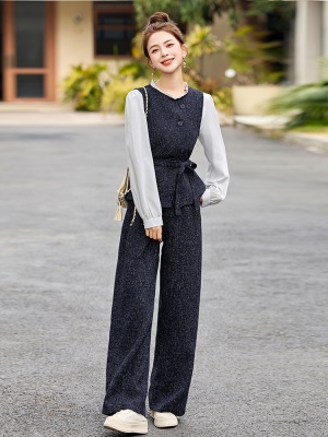 千金轻奢小香风套装女2025春季新款高级感时尚显瘦马甲衬衫三件套