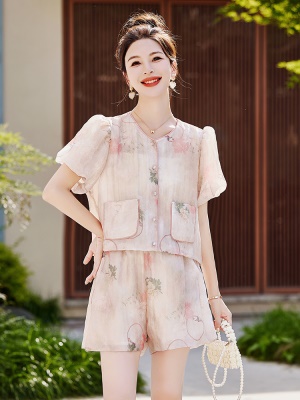 欧货小香风短裤套装女2025夏装新款提花高级感百搭名媛国风两件套