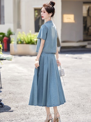 薄款冰丝牛仔套装裙女2025夏天新品新中式国风今年流行漂亮两件套