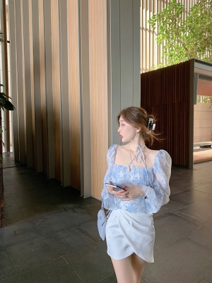 ByYou 春季白色气质高腰缎面半身裙女设计感不规则显瘦A字裙短裙