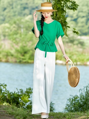 职业气质干练套装女2025夏季新款民族风年轻时尚洋气大牌两件套裤