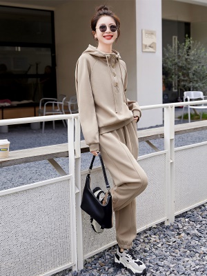 连帽卫衣休闲套装女2025春秋季新款显瘦时髦减龄跑步运动服两件套