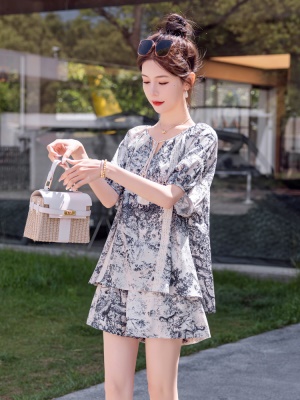 国风短裤套装女夏装2025搭配一整套休闲遮肉巨显瘦小个子两件套潮