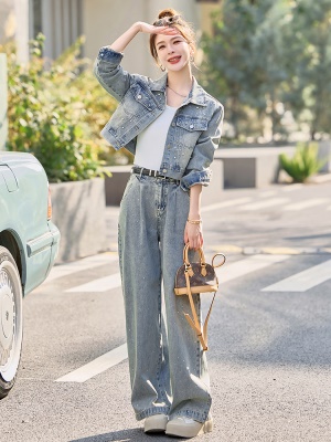 港风时尚牛仔套装女2025春装新款今年流行减龄轻奢高端工装两件套