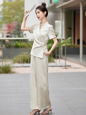 新中式国风气质套装女2025新款夏季时尚职业速干高端大气两件套裤