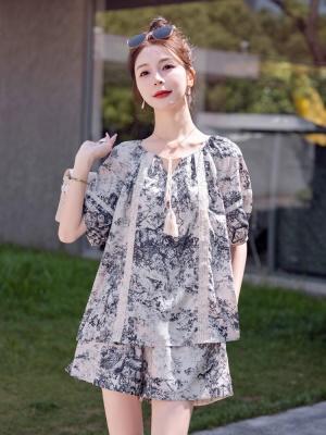 国风短裤套装女夏装2025搭配一整套休闲遮肉巨显瘦小个子两件套潮