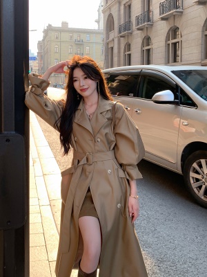 ByYou 秋季新款高级感鹿皮绒咖色高腰半身裙显瘦a字气质包臀短裙