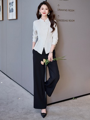欧货时尚职业套装女2025年秋季新款正式场合显瘦衬衣喇叭裤两件套