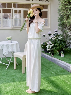 欧货小香风天丝棉套装女2025夏季新款贝壳串珠独特绝美超火两件套