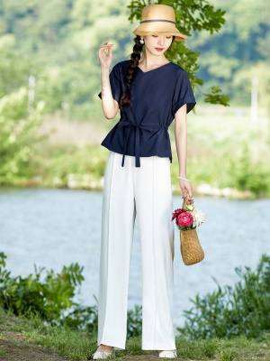 职业气质干练套装女2025夏季新款民族风年轻时尚洋气大牌两件套裤