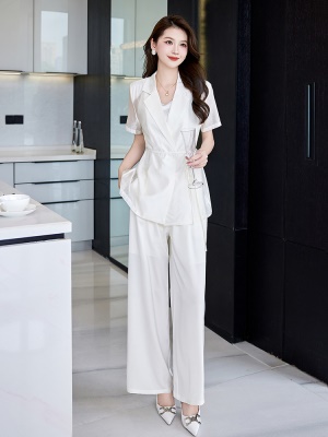 高级感遮肉职业套装女夏2025新款名媛贵夫人收腰欧货西装裤两件套