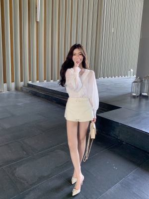 ByYou 2025新款法式白色半身短裙裤女防走光高腰显瘦a字包臀裙裤