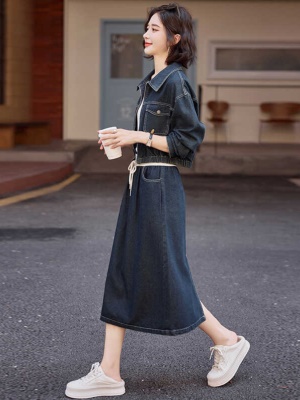 欧货爆款流行牛仔套装女2025初秋新款洋气减龄时髦流行半裙两件套