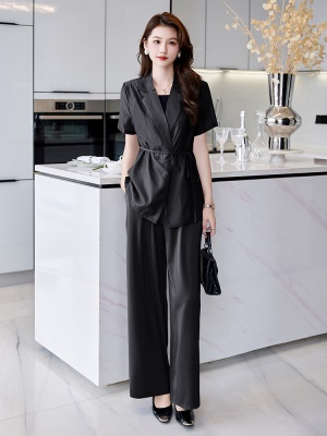 高级感遮肉职业套装女夏2025新款名媛贵夫人收腰欧货西装裤两件套