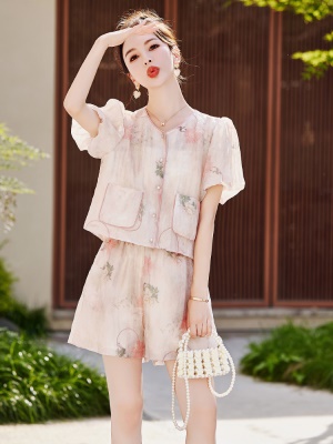 欧货小香风短裤套装女2025夏装新款提花高级感百搭名媛国风两件套