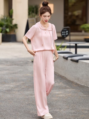 欧货蕾丝连帽休闲套装女夏2025新款时尚松弛感显瘦醋酸冰丝两件套