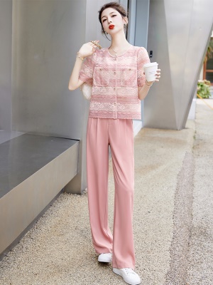 蕾丝小香风套装女夏2025年新款显瘦时尚活泼减龄高级感两件套欧货