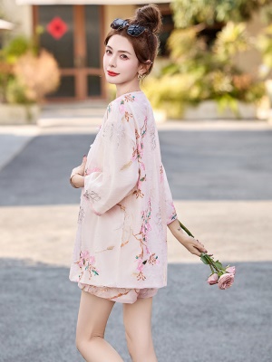 新中式国风优雅气质套装女夏2025新款时尚七分袖松弛感短裤两件套