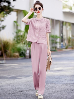 欧洲站小香风套装女夏装2025搭配一整套炸街活泼减龄显瘦两件套裤