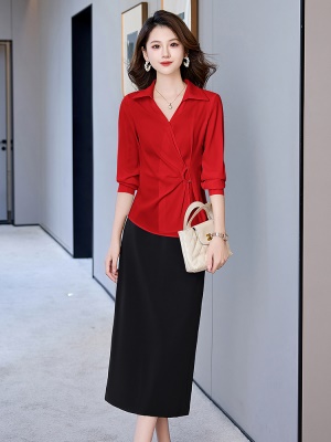 干练气质职业套装女士2025秋季新款衬衫炸街减龄高端半身裙两件套