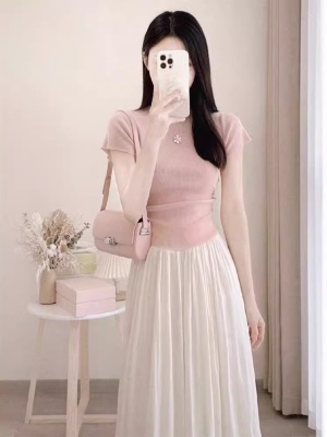 成套搭配减龄穿搭一整套装裙子女夏季洋气粉色上衣半身裙两件套裙