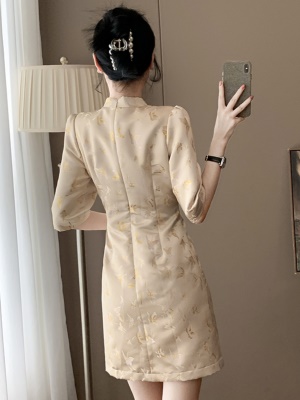 新中式国风高级感连衣裙女装2025新款春季优雅气质礼服收腰旗袍裙