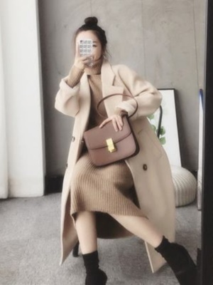 高领毛衣裙女加厚冬季宽松打底针织连衣裙法式配大衣的内搭中长款