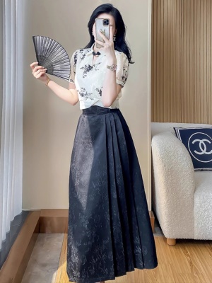 气质马面裙汉服套装女夏高级感2025夏季新款中式国风半身裙两件套