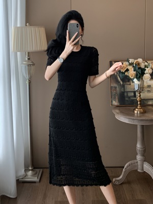 高级感蕾丝黑色连衣裙女夏2025新款显瘦高端气质修身显瘦小黑裙子